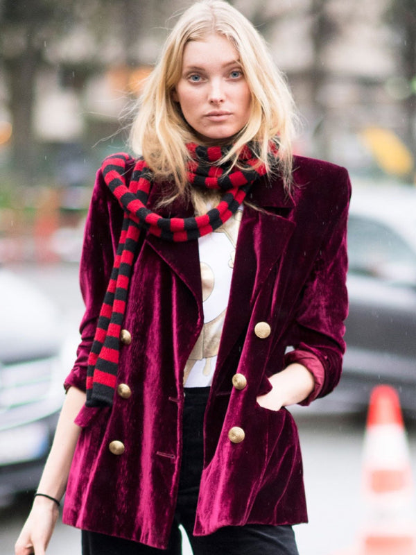 Blue Zone Planet |  Velvet mid-length party blazer BLUE ZONE PLANET