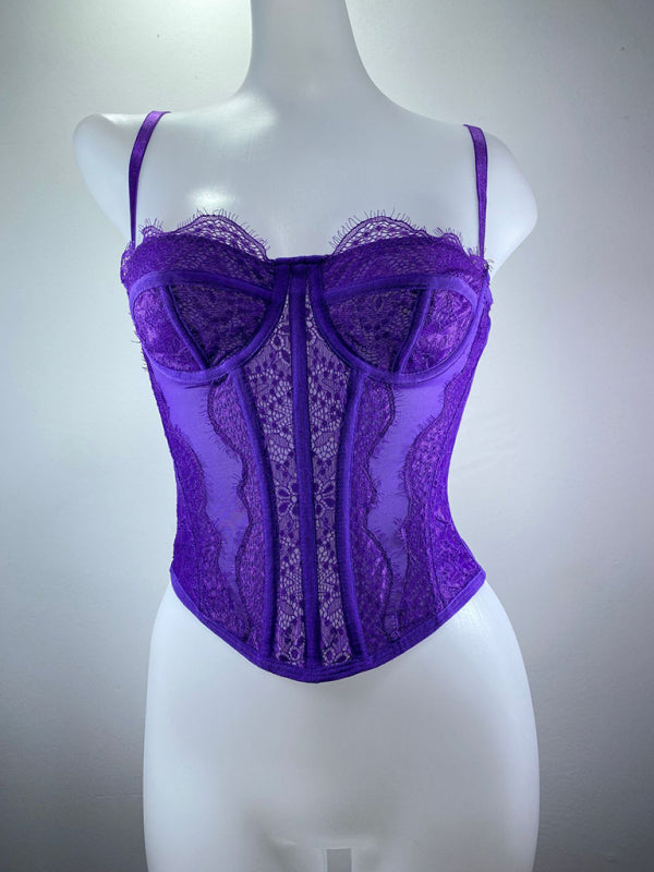 Isabella's Embroidered Lace Fishbone Spaghetti Strap Transparent Backless Tube Top kakaclo