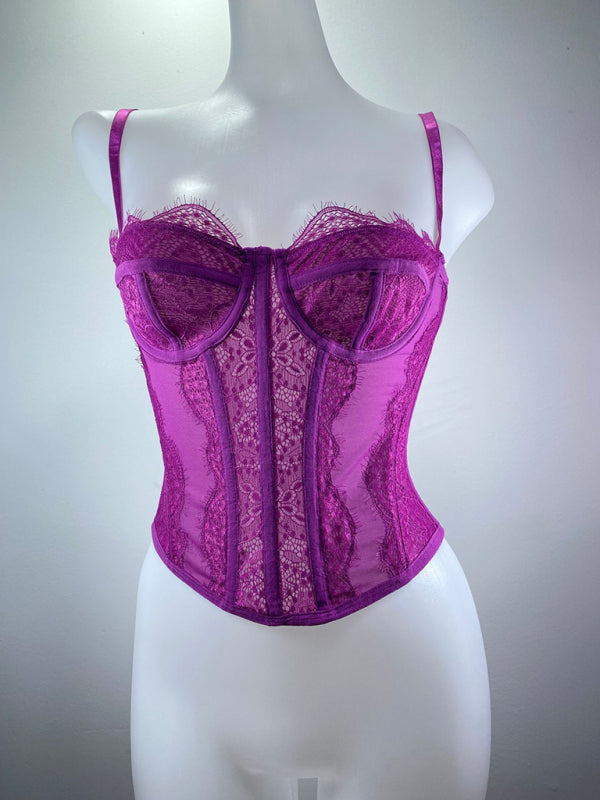 Isabella's Embroidered Lace Fishbone Spaghetti Strap Transparent Backless Tube Top kakaclo