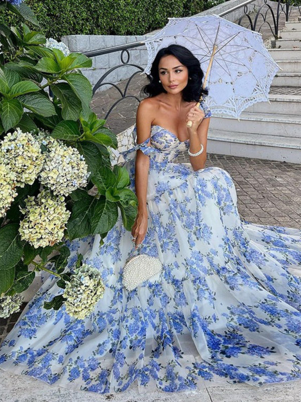 Blue Zone Planet | One Shoulder Sequined Long Tail Evening Dress BLUE ZONE PLANET