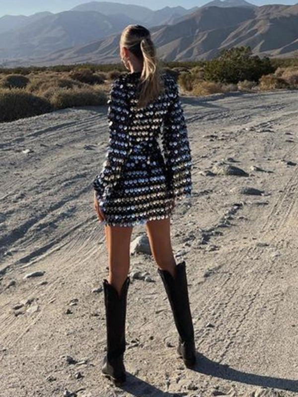 fashion sequined irregular dress kakaclo