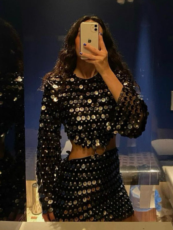 fashion sequined irregular dress kakaclo