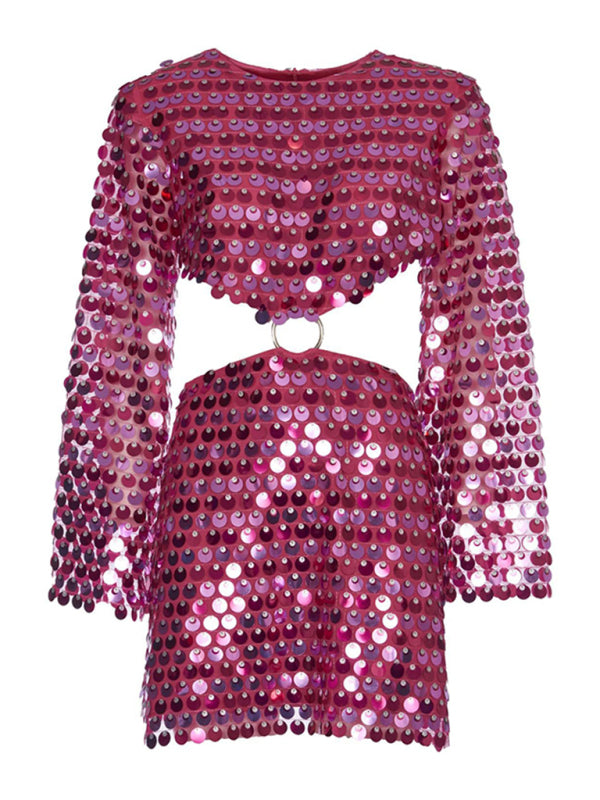 fashion sequined irregular dress kakaclo