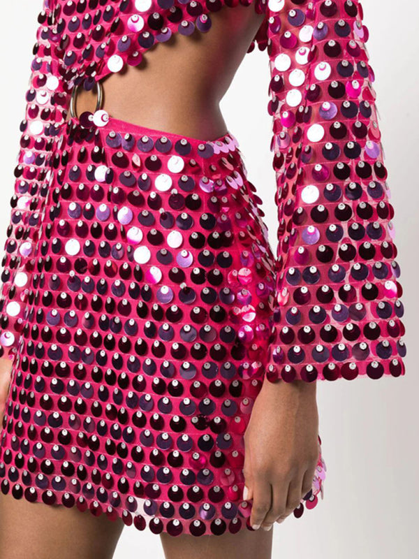 fashion sequined irregular dress kakaclo