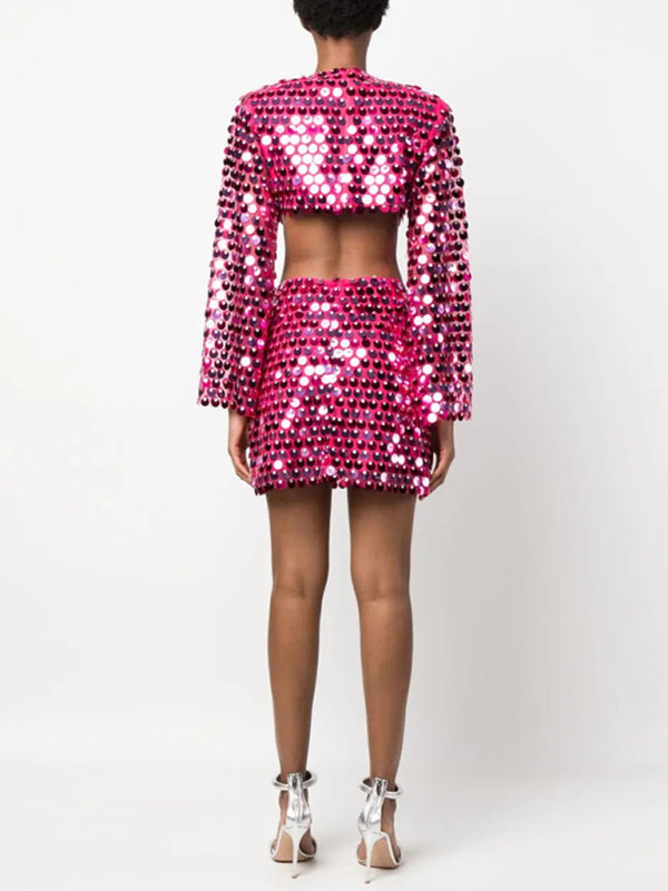 fashion sequined irregular dress kakaclo