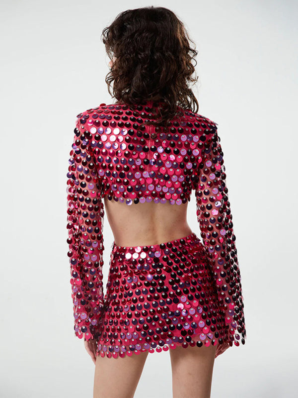 fashion sequined irregular dress kakaclo