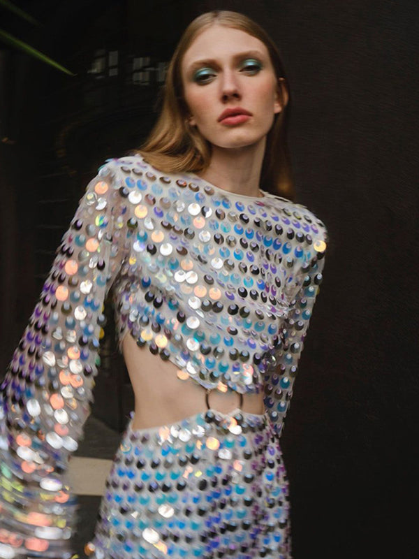 fashion sequined irregular dress kakaclo