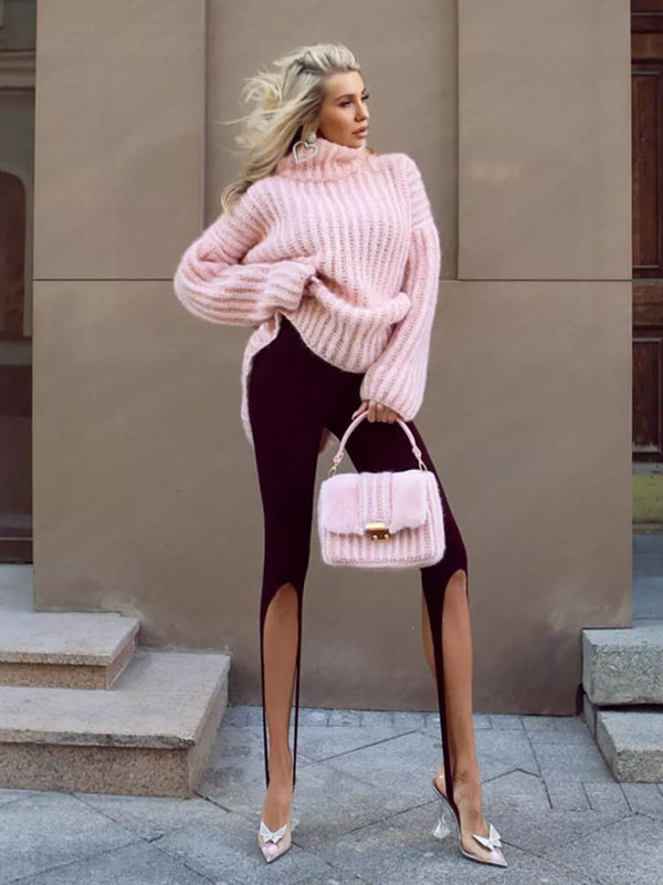 fashion fluffy long sleeve pullover sweater sweater BLUE ZONE PLANET