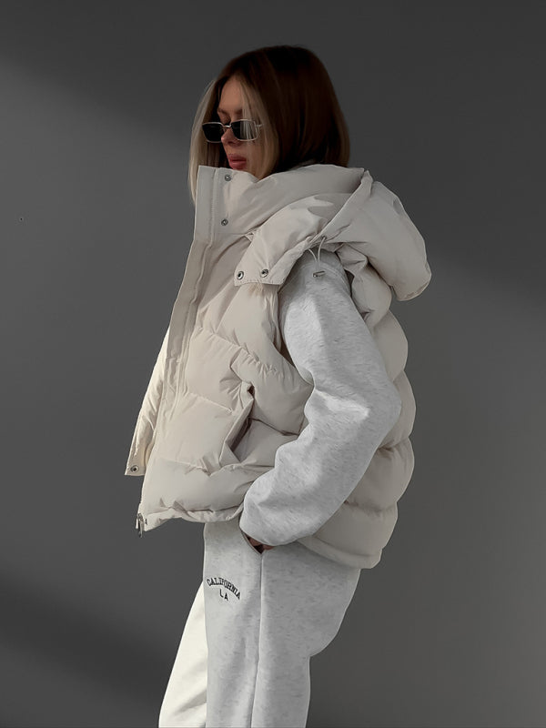 sleeveless hooded down cotton vest jacket kakaclo