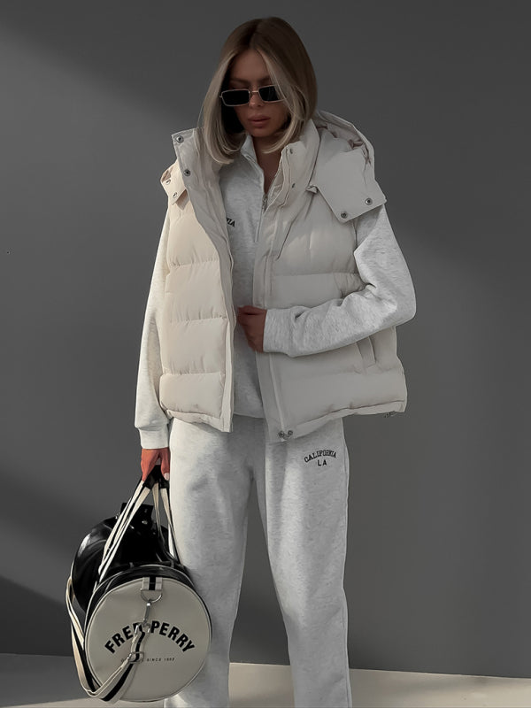 sleeveless hooded down cotton vest jacket kakaclo