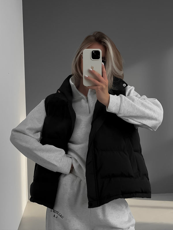 sleeveless hooded down cotton vest jacket kakaclo