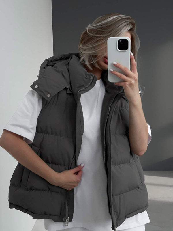 sleeveless hooded down cotton vest jacket kakaclo