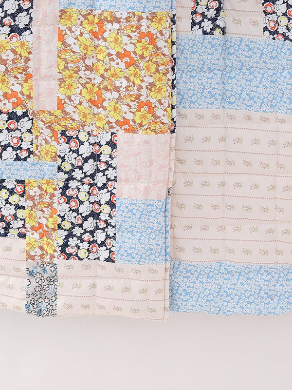 printed belted long quilted jacket kakaclo