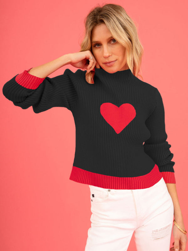 Blue Zone Planet | Women's Valentine Love Turtleneck Pullover Sweater kakaclo