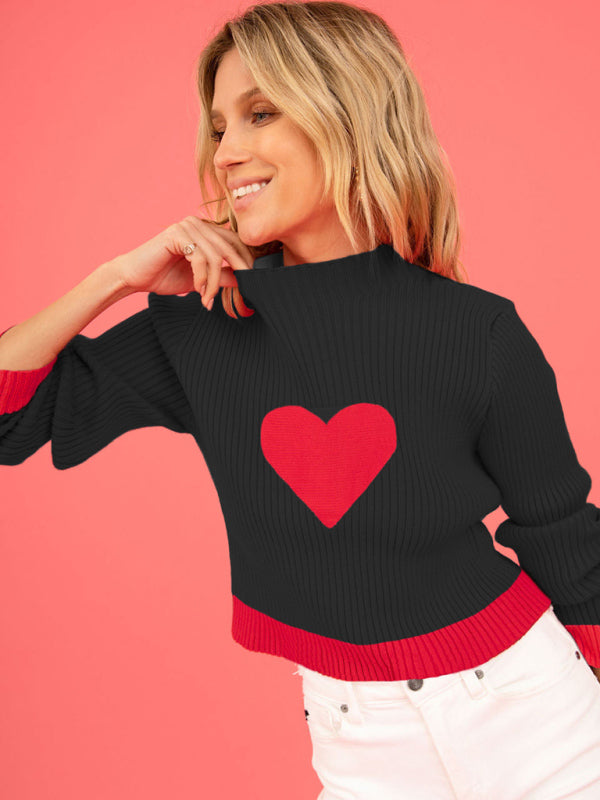 Blue Zone Planet | Women's Valentine Love Turtleneck Pullover Sweater kakaclo