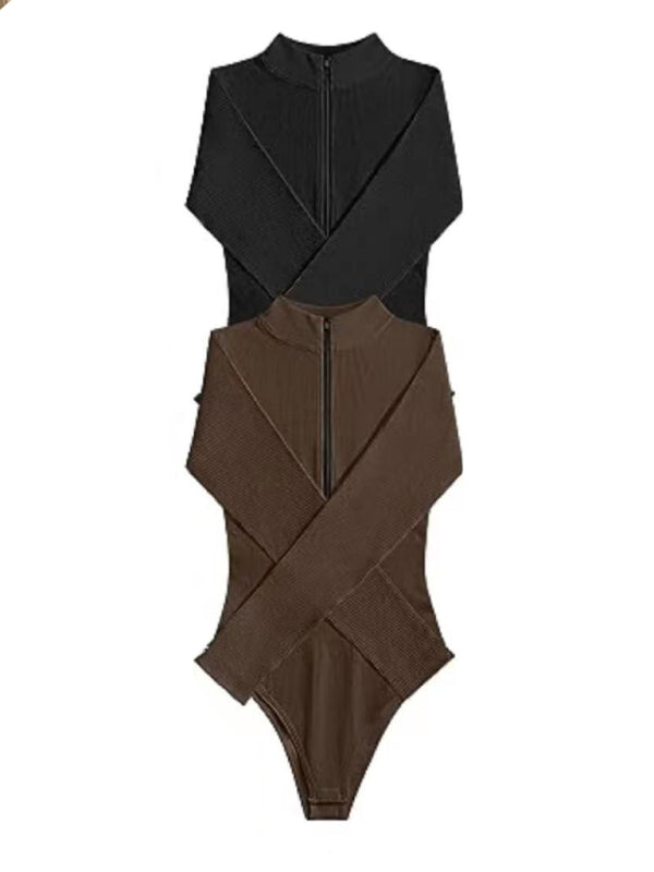 women's sexy Stand collar long sleeverbodysuit kakaclo
