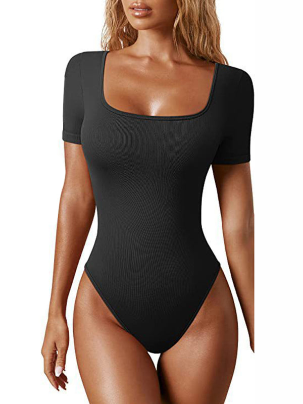 square collar short sleeves bodysuit BLUE ZONE PLANET
