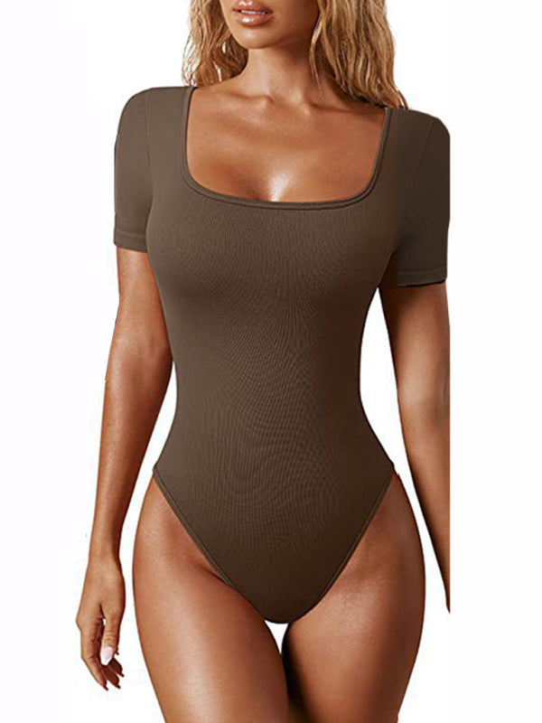 square collar short sleeves bodysuit BLUE ZONE PLANET