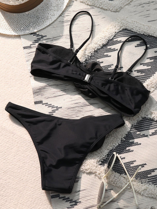 Blue Zone Planet |  New three-dimensional flower tube top high waist small bikini split swimsuit BLUE ZONE PLANET