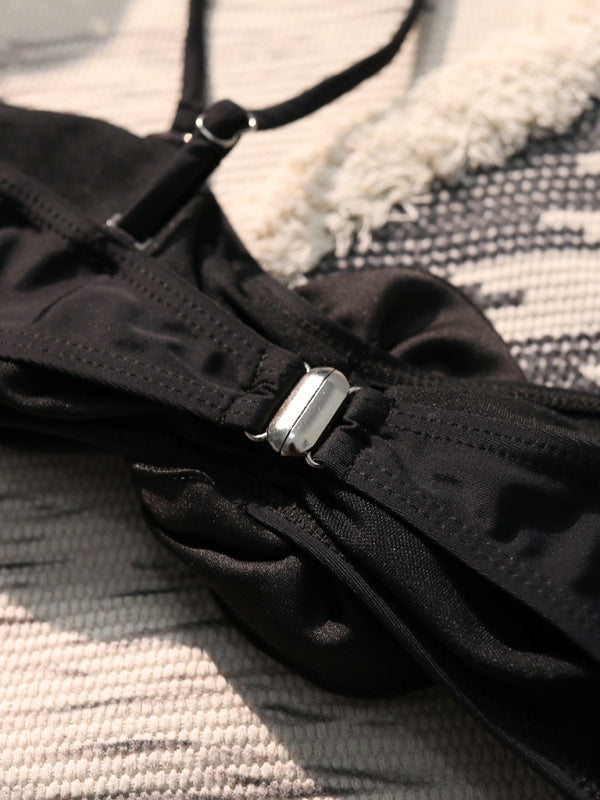 Blue Zone Planet |  New three-dimensional flower tube top high waist small bikini split swimsuit BLUE ZONE PLANET