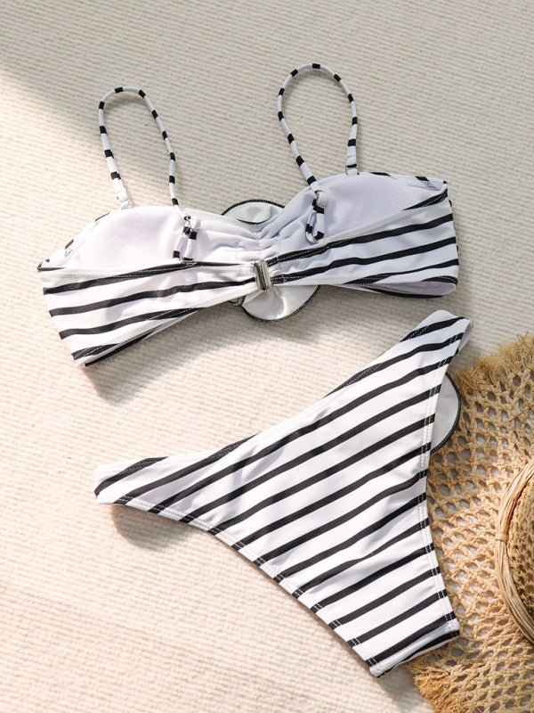 Blue Zone Planet |  New three-dimensional flower tube top high waist small bikini split swimsuit BLUE ZONE PLANET