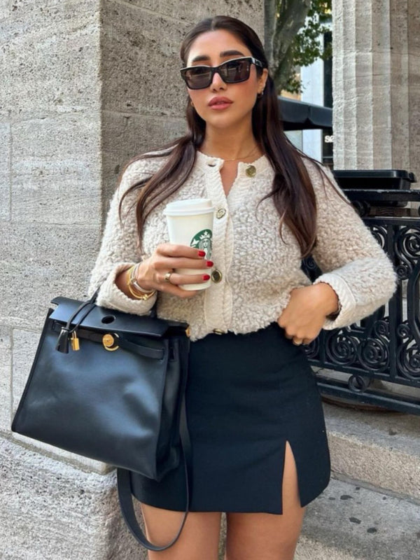 solid color short woolen jacket kakaclo