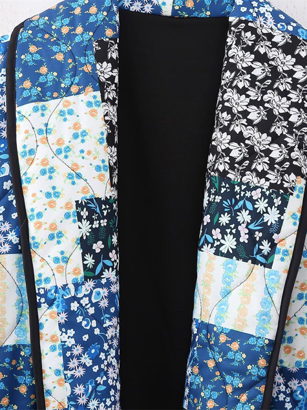 loose, slim, and versatile French V-neck long-sleeved printed cotton jacket kakaclo