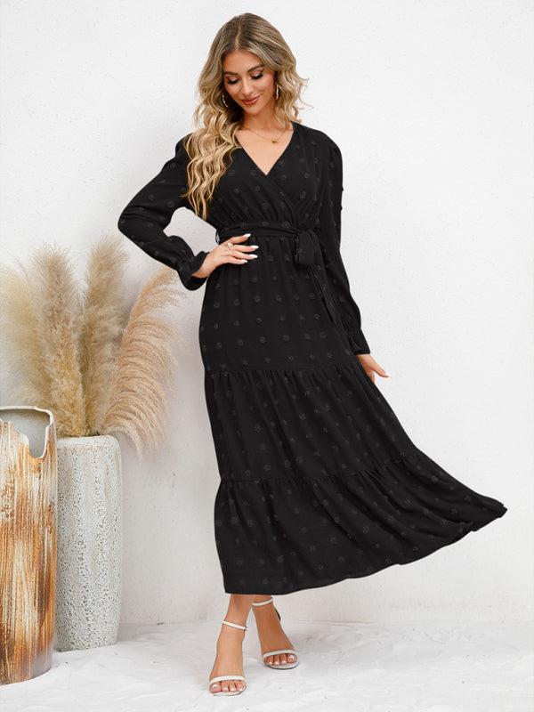 Mia's Belted Midi Dress with Flowing Hem BLUE ZONE PLANET