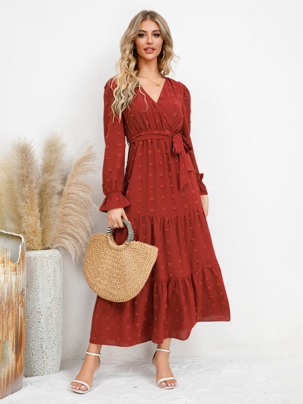 Mia's Belted Midi Dress with Flowing Hem BLUE ZONE PLANET
