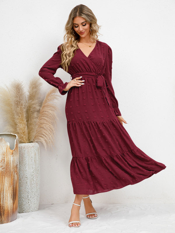 Mia's Belted Midi Dress with Flowing Hem BLUE ZONE PLANET