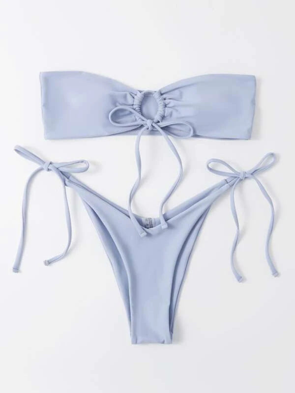 Blue Zone Planet |  One-piece swimsuit low waist strapless solid color tube top sexy bikini BLUE ZONE PLANET