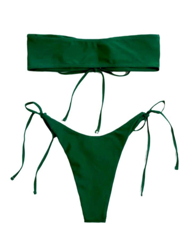 Blue Zone Planet |  One-piece swimsuit low waist strapless solid color tube top sexy bikini BLUE ZONE PLANET