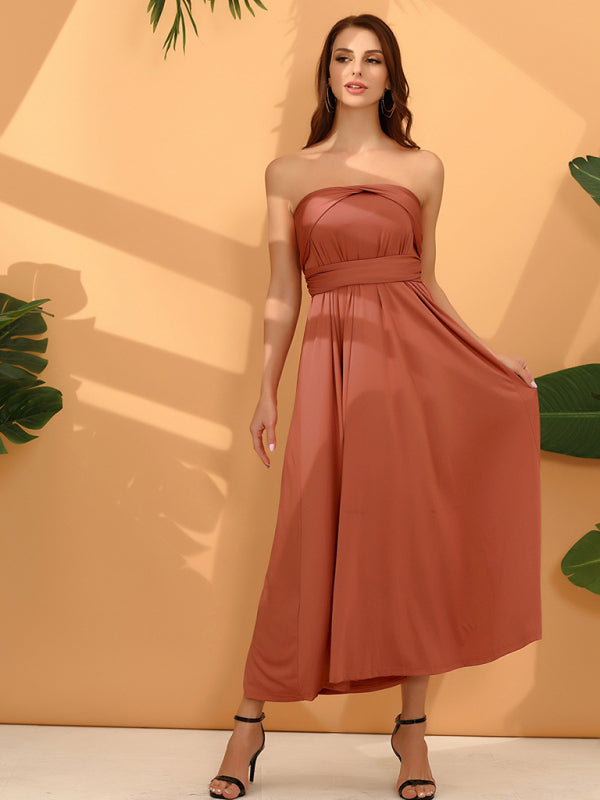 Multi-wear Fado rope cross backless sexy maxi bandage dress BLUE ZONE PLANET