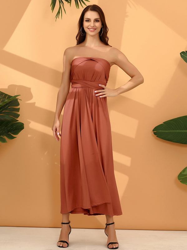 Multi-wear Fado rope cross backless sexy maxi bandage dress BLUE ZONE PLANET