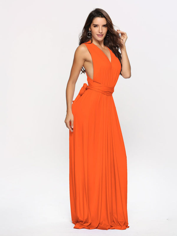 Multi-wear Fado rope cross backless sexy maxi bandage dress BLUE ZONE PLANET