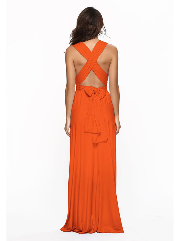 Multi-wear Fado rope cross backless sexy maxi bandage dress BLUE ZONE PLANET