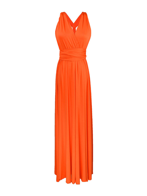 Multi-wear Fado rope cross backless sexy maxi bandage dress BLUE ZONE PLANET