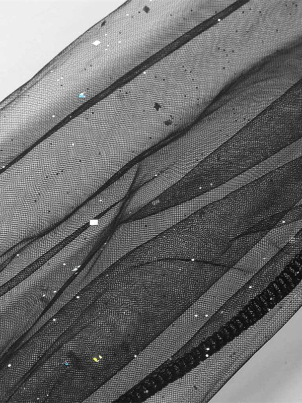 Mesh V-neck sequined long-sleeved dress slim dress for women kakaclo