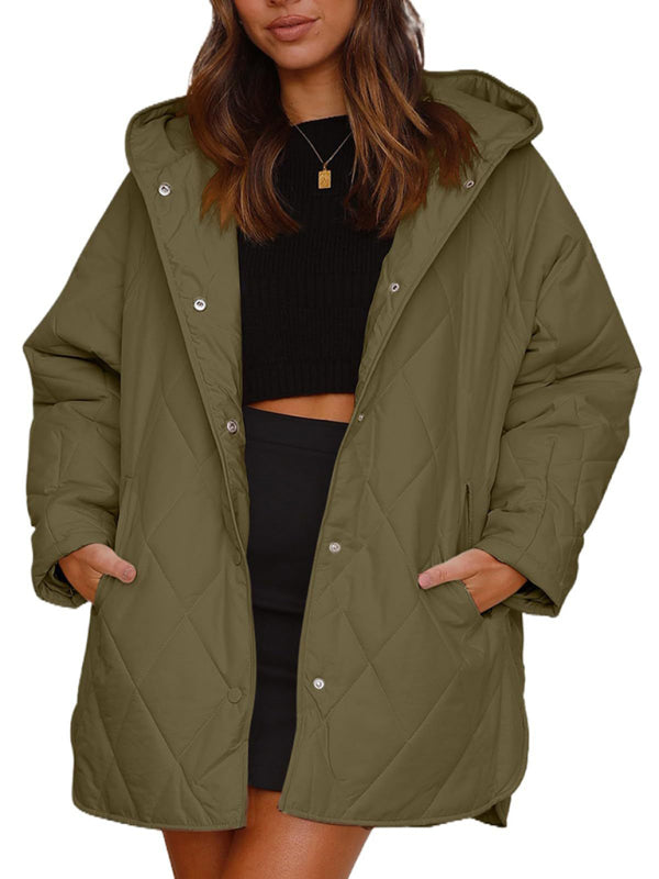 oversize Loose Hooded Quilted Jacket kakaclo