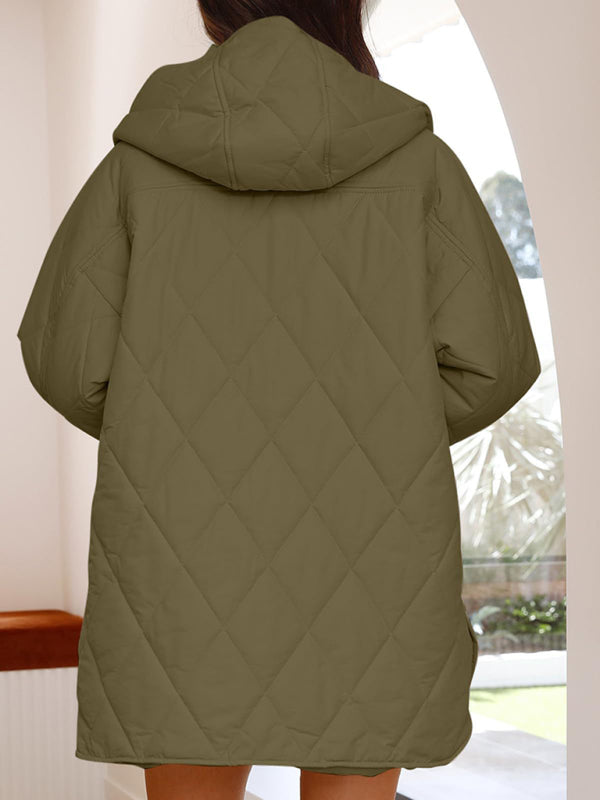 oversize Loose Hooded Quilted Jacket kakaclo