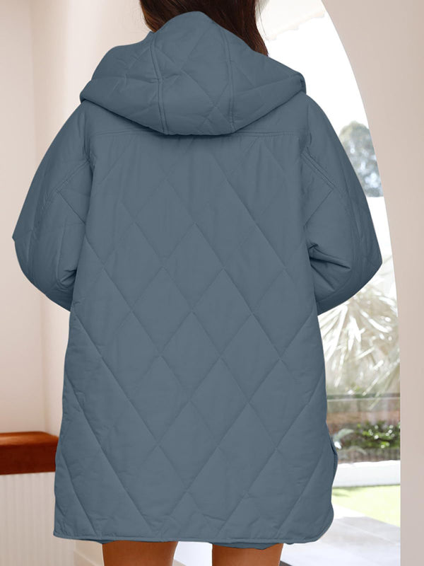 oversize Loose Hooded Quilted Jacket kakaclo