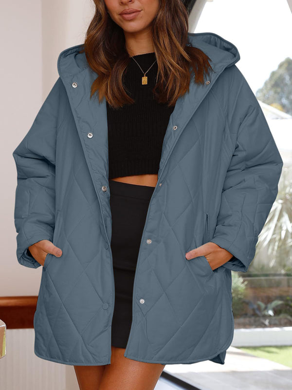 oversize Loose Hooded Quilted Jacket kakaclo