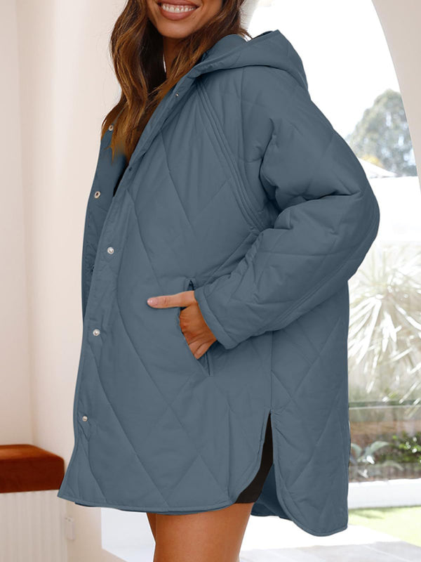 oversize Loose Hooded Quilted Jacket kakaclo