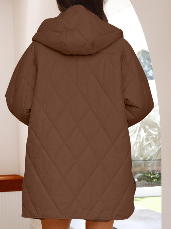 oversize Loose Hooded Quilted Jacket kakaclo