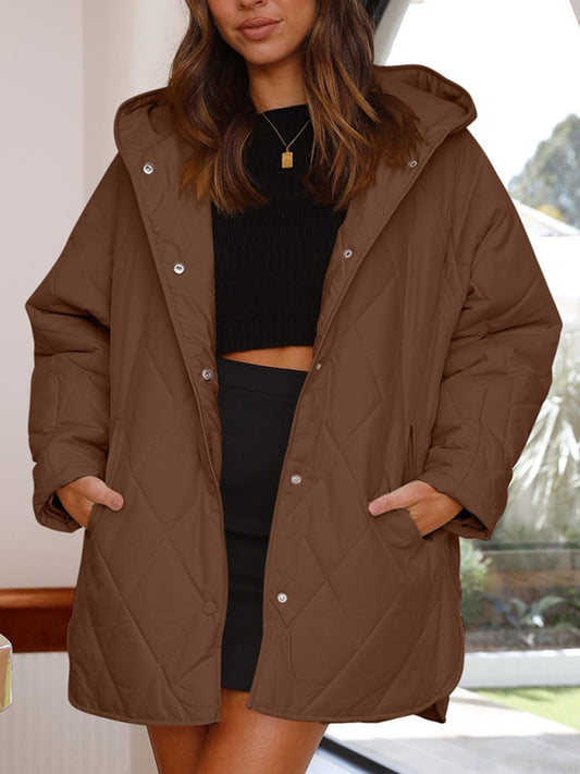 oversize Loose Hooded Quilted Jacket kakaclo