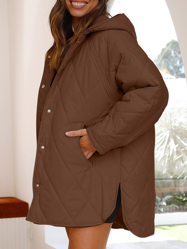 oversize Loose Hooded Quilted Jacket kakaclo