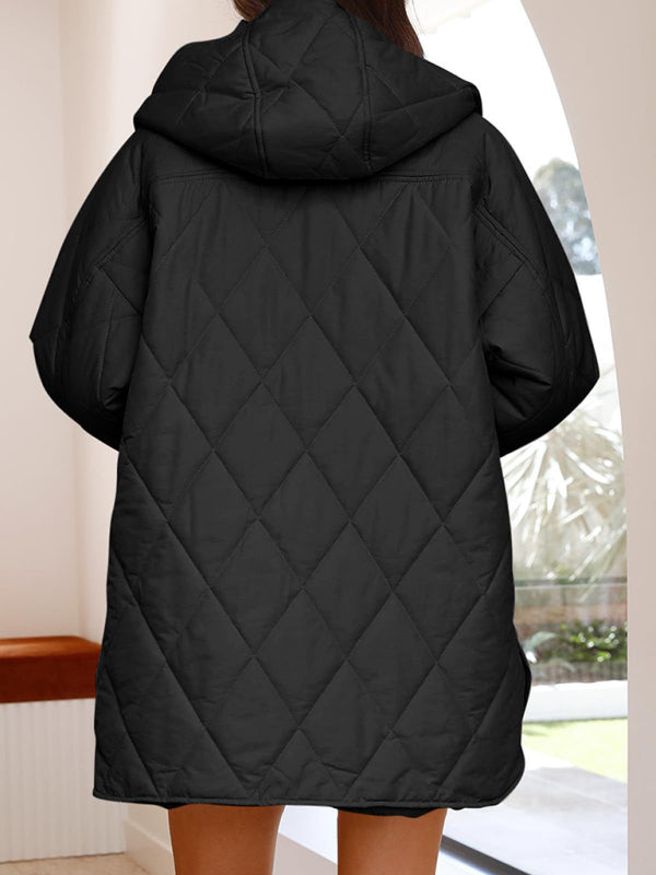 oversize Loose Hooded Quilted Jacket kakaclo