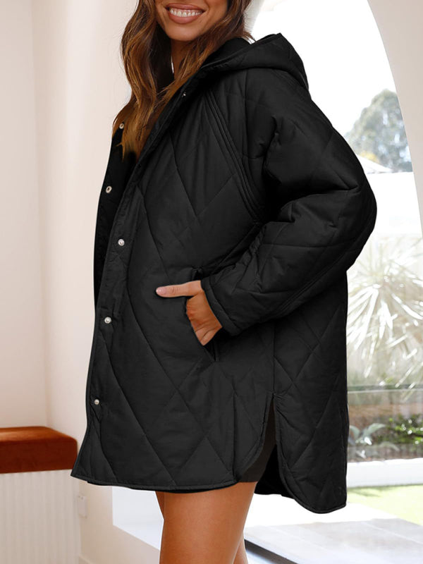 oversize Loose Hooded Quilted Jacket kakaclo