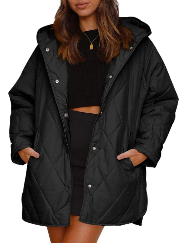 oversize Loose Hooded Quilted Jacket kakaclo