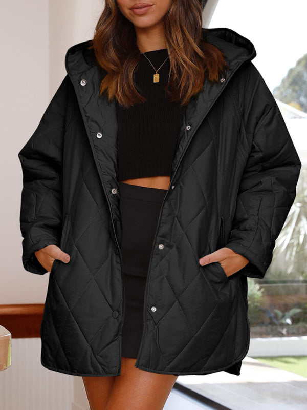 oversize Loose Hooded Quilted Jacket kakaclo